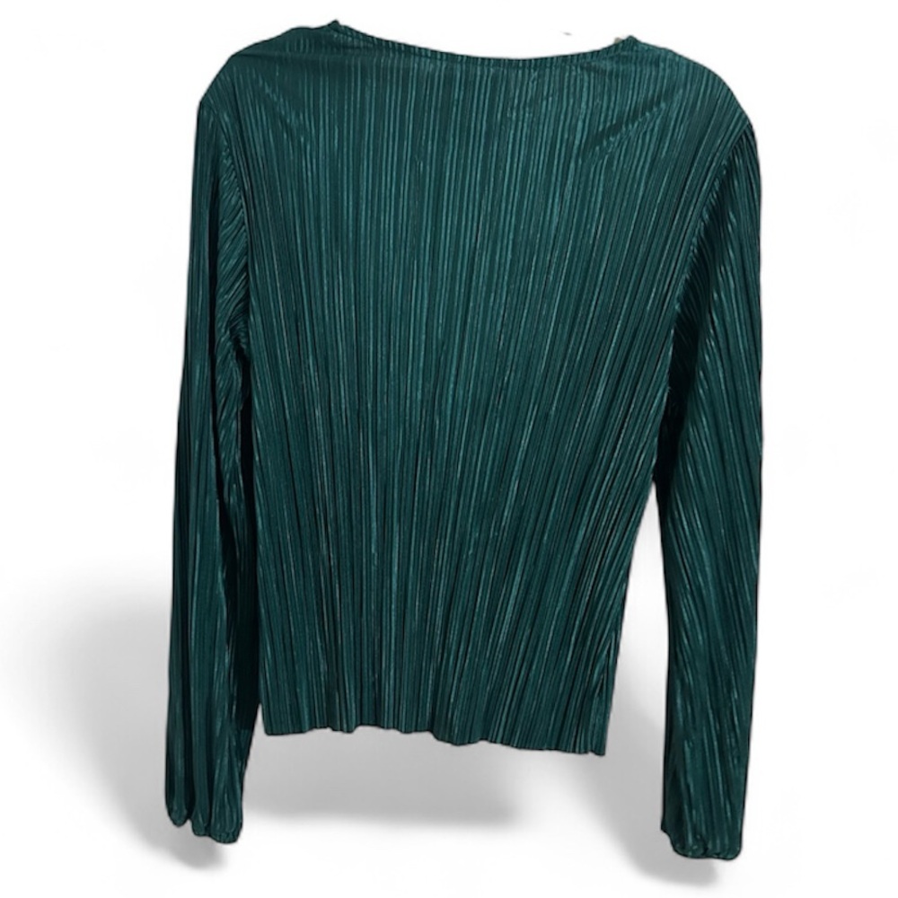 Rachel Zoe Emerald Pleated V-Neck Blouse - Picture 2 of 6